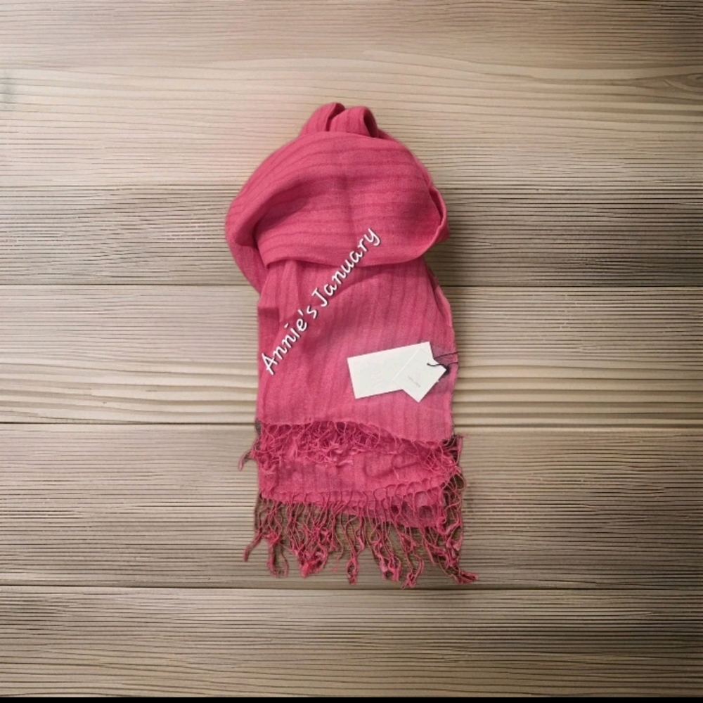 ZARA Women's Linen Striped Scarf(Fuchsia, Size:M)